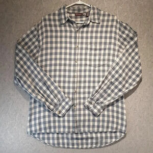 Men's Nevada Long Sleeve Blue & White Plaid  Cotton Shirt Size 40